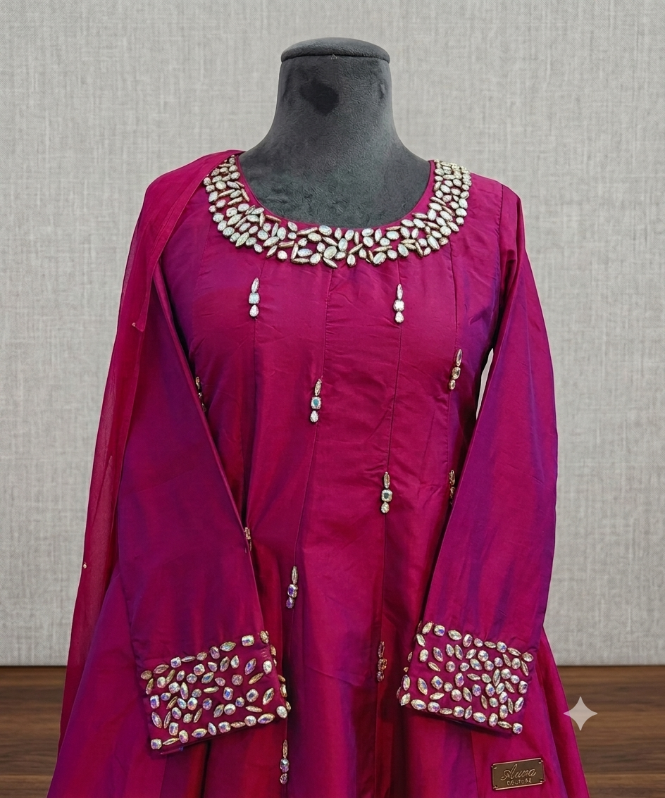 Royal Fuchsia Embroidered Anarkali Maxi