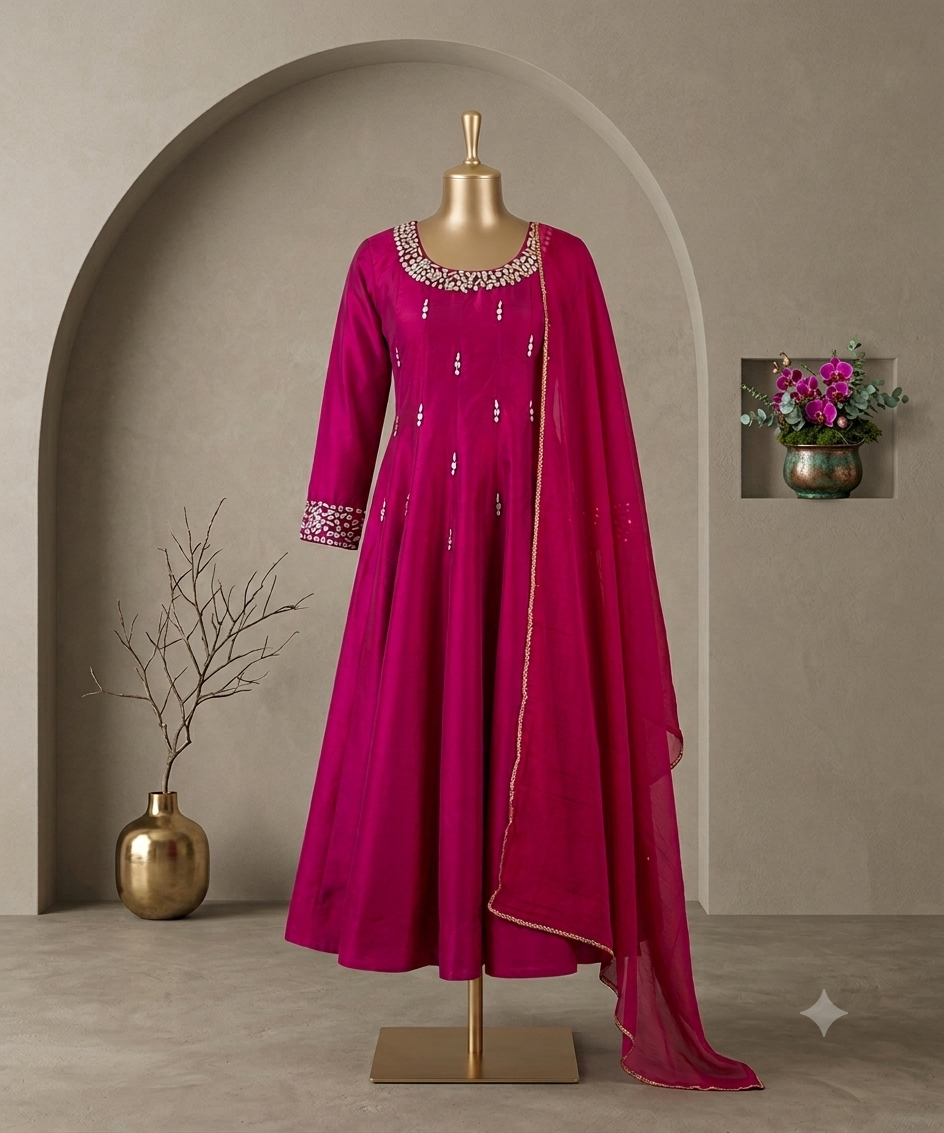Royal Fuchsia Embroidered Anarkali Maxi